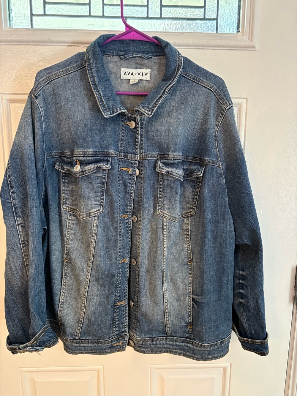 AVA + VIV Classic Denim Jacket - Blue Wash 3XL